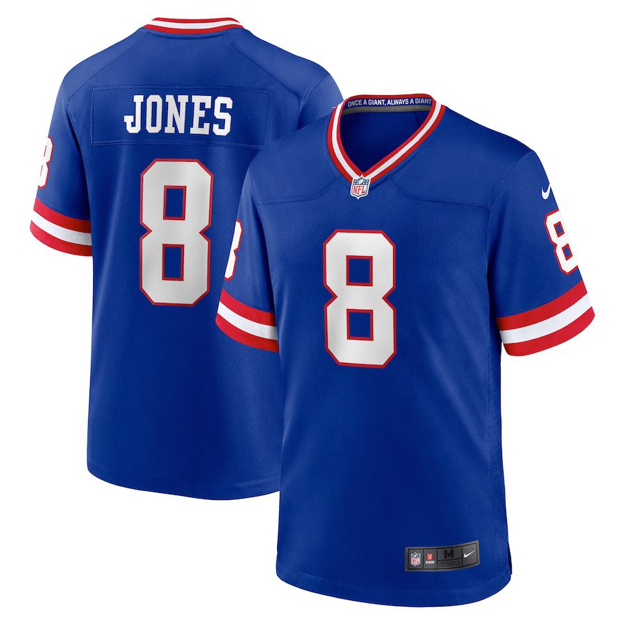 Men New York Giants 8 Daniel Jones Nike Royal Classic Player Game NFL Jersey
